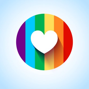 Kavram vektörü - parlak, şık sosyal medya aşk sembolü. Gökkuşağı kalbinin vektör simgesi, homoseksüel aşkın sembolü, Gölge ikonu. 