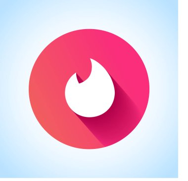 Alev ikonu. Vektör çizimi. Pembe ve beyaz sembol. Gölge simgesi. Tinder logosu