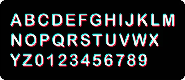 Kırmızı vektör gölgeli yazı tipi ve alfabe. Ekran, kaplama ve çarpma efektleri