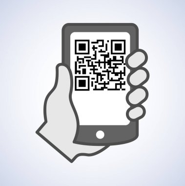 QR kodu cep telefonuyla taranıyor. Cep telefonundaki QR kodunu ele geçir. Sembol taraması QR kodu. Tanımlama QR kodunu kabul et.