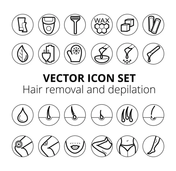 Depilatie Har Verwijdering Pictogram Set Pictogram Set — Stockfoto