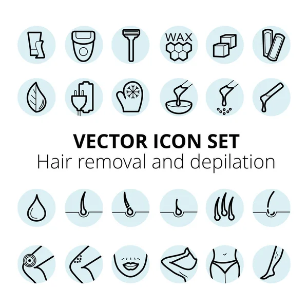 Thin Lines Web Icon Set Depilation Epilation Sugaring Waxing Photoepilation — Stock Photo, Image