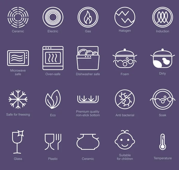 Symbolen Van Metaal Van Levensmiddelenkwaliteit Geven Eigenschappen Bestemming Van Een — Stockfoto