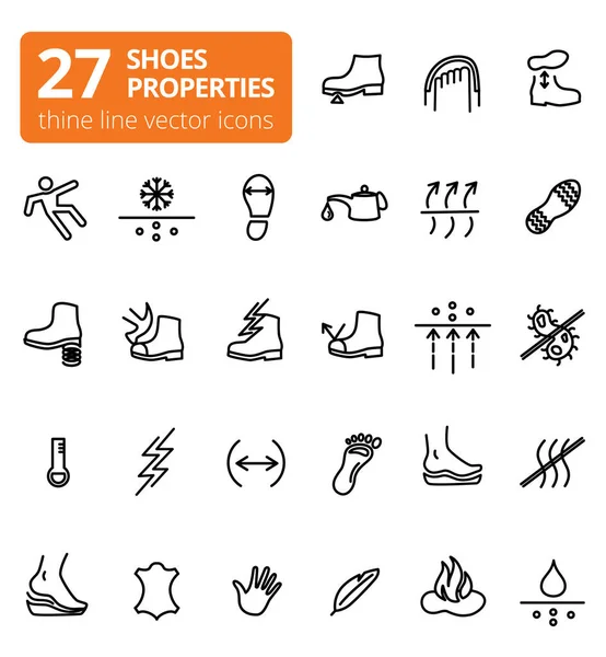 Shoes Properties Symbols Icons Indicate Properties Footwear Thin Line Icons — Stock Photo, Image