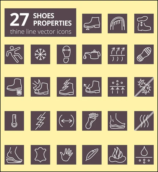 Символы Свойств Обуви Иконки Указывают Свойства Обуви Тонкие Иконки Редактируемые — стоковое фото