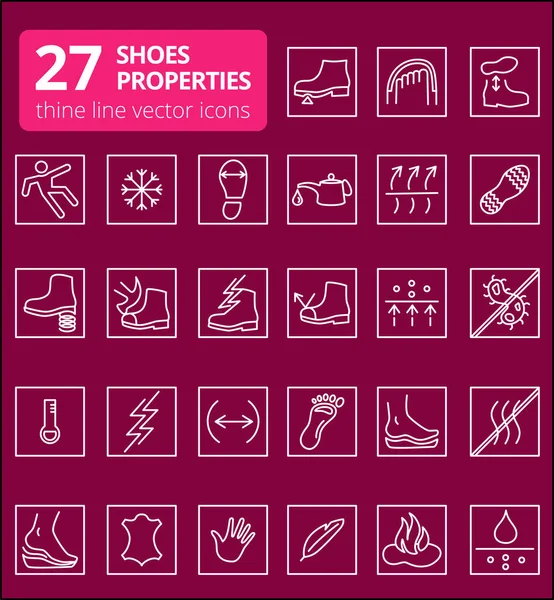 Shoe Properties Symbols Icons Indicate Properties Footwear Thin Line Icons — Stock Photo, Image