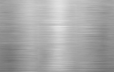 Doğrusal dokusu ve metalik yansımaları olan parlak fırçalanmış metal yüzey.