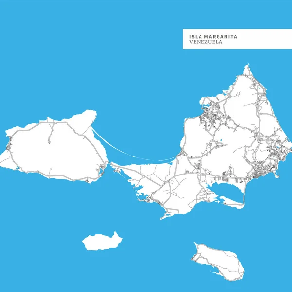 Mapa Isla Margarita Venezuela Contiene Los Contornos Geográficos Para Masa — Vector de stock