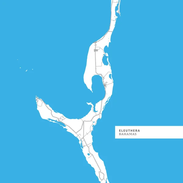 Karte Der Insel Eeuthera Bahamas Enthält Geographische Umrisse Für Landmasse — Stockvektor