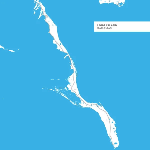 Mapa Long Island Bahamas Contiene Los Contornos Geográficos Masa Tierra — Vector de stock