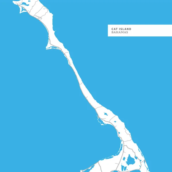 Karte Der Katzeninsel Bahamas Enthält Geographische Umrisse Für Landmasse Wasser — Stockvektor