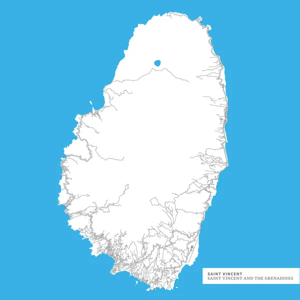 Karte Der Insel Saint Vincent Saint Vincent Und Der Grenadinen — Stockvektor