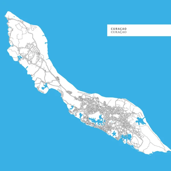 Kaart Van Het Eiland Curacao Curacao Bevat Geografie Contouren Voor — Stockvector