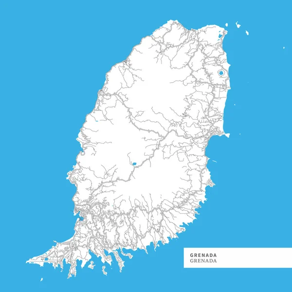 Mapa Ilha Granada Granada Contém Contornos Geografia Para Massa Terra — Vetor de Stock