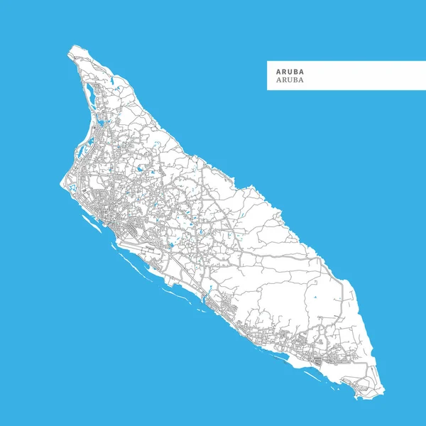 Mapa Isla Aruba Aruba Contiene Los Contornos Geográficos Masa Tierra — Vector de stock