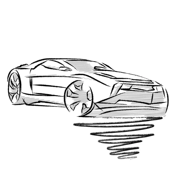 Estudo Desenho Carro Esporte Moderno Ilustração Vetorial Desenhada Mão — Vetor de Stock