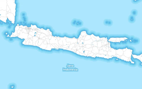 Mapa Dois Tons Ilha Java Indonésia Com Maiores Rodovias Estradas —  Vetores de Stock