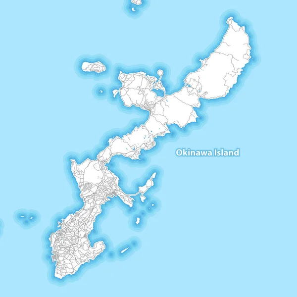 Mapa Wyspy Okinawa Japonia Największych Autostrad Dróg Okolicznych Wysp Wysepek — Wektor stockowy
