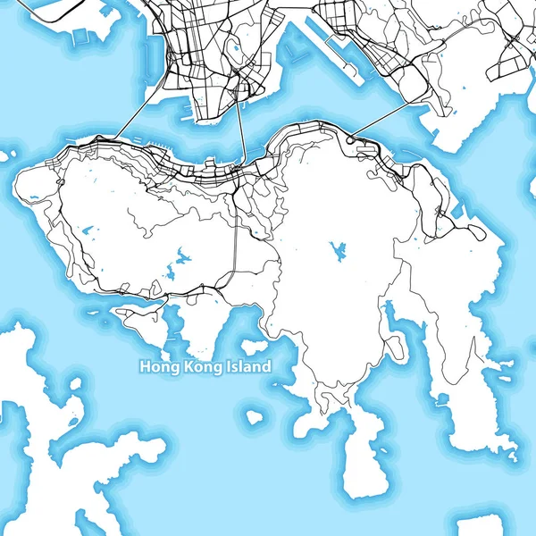 Kaart Van Hong Kong Island Met Grootste Snelwegen Wegen Omliggende — Stockvector