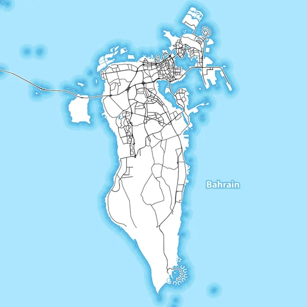 Mapa Dos Tonos Isla Bahréin Con Las Carreteras Más Grandes — Archivo Imágenes Vectoriales