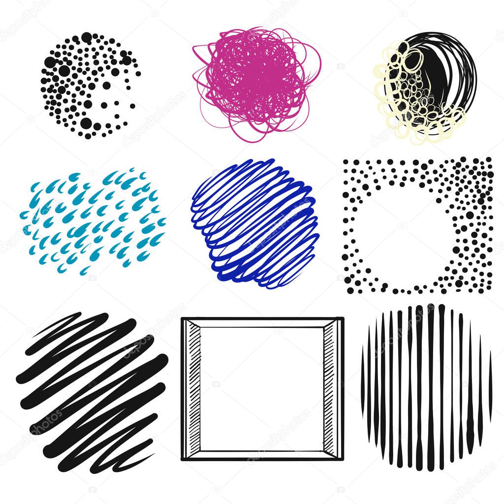 Set of hand drawn background elements. Vector assets