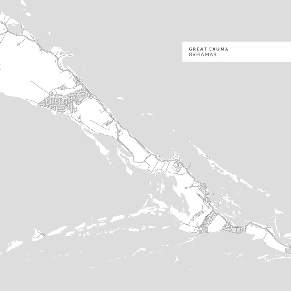 Obsahuje Mapa Great Exuma Island Bahamy Geografie Obrysy Pevniny Voda — Stockový vektor