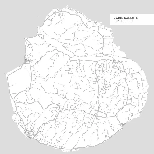 マリー ガラント島 グアドループ マップに土地の固まりの地理学のアウトラインが含まれている水 主要道路やマイナーな道路 — ストックベクタ