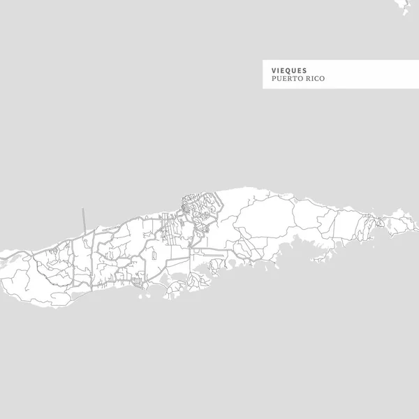 Kaart Van Vieques Island Puerto Rico Bevat Geografie Contouren Voor — Stockvector