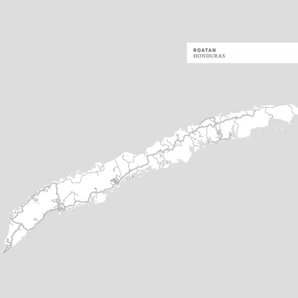 Mapa Isla Roatán Honduras Contiene Los Contornos Geográficos Para Masa — Vector de stock