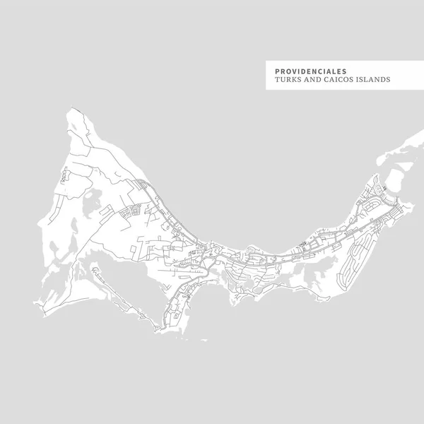 Karte Der Insel Providenciales Der Turks Und Caicosinseln Enthält Geographische — Stockvektor