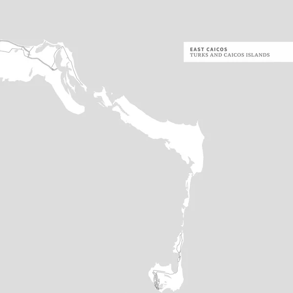 Carte Île East Caicos Îles Turks Caicos Contient Les Contours — Image vectorielle