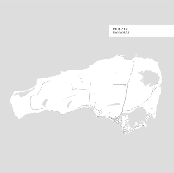 Karte Der Insel Rum Cay Bahamas Enthält Geographische Umrisse Für — Stockvektor