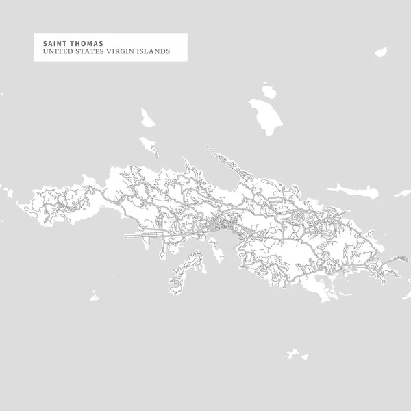 Mapa Ostrova Saint Thomas Americké Panenské Ostrovy Obsahuje Geografie Obrysy — Stockový vektor