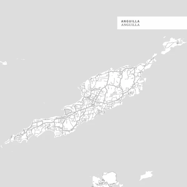 Térkép Sziget Anguilla Anguilla Tartalmazza Földrajz Felvázolja Földrész Víz Főbb — Stock Vector