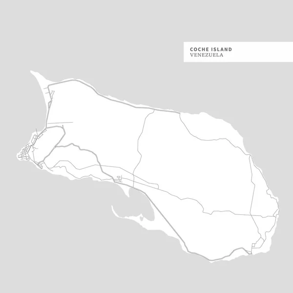 Carte Île Coche Venezuela Contient Les Contours Géographiques Pour Masse — Image vectorielle