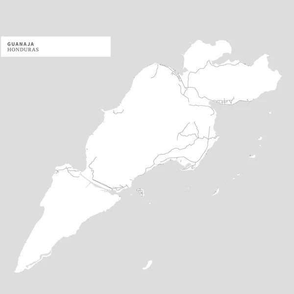 Guanaja ホンジュラスの地図を含む土地の固まりの地理概要水 主要道路やマイナーな道路 — ストックベクタ