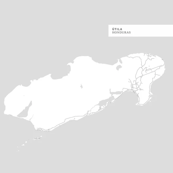 Harta Insulei Utila Honduras Conține Contururi Geografice Pentru Masa Terestră — Vector de stoc