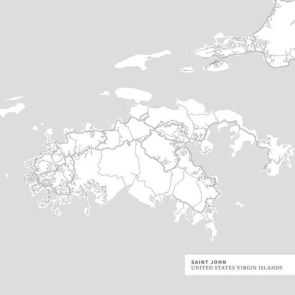 Mapa Wyspy Saint John Wyspy Dziewicze Stanów Zjednoczonych Zawiera Zarys — Wektor stockowy