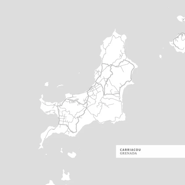 Carte Île Carriacou Grenade Contient Les Contours Géographiques Pour Masse — Image vectorielle