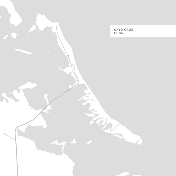 Mapa Isla Cayo Cruz Cuba Contiene Los Contornos Geográficos Para — Vector de stock