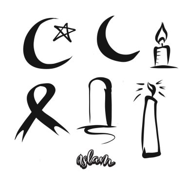  İslam'ın sembolleri çizilmiş kümesi