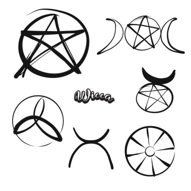  Wicca sembolleri çizilmiş kümesi