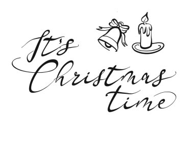 Noel zamanı yazı olduğunu. Güzel mevsimlik kaligrafi bir sanat eseri için tebrik kartları. Vektör çizilmiş kroki.