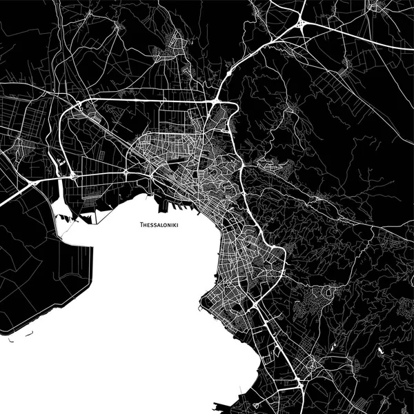 Carte Thessalonique Grèce Version Fond Sombre Pour Les Projets Infographie — Image vectorielle