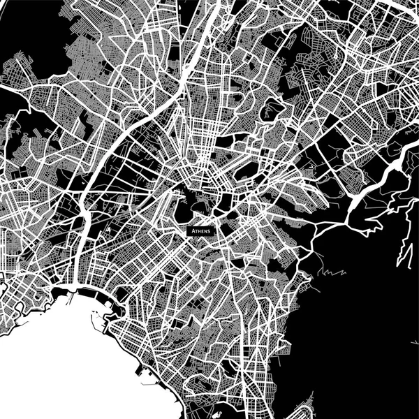 Χάρτης Περιοχής Της Αθήνας Έκδοση Σκούρο Φόντο Για Γράφημα Και — Διανυσματικό Αρχείο