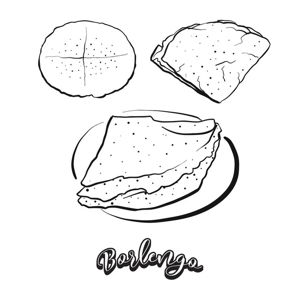 Boceto Dibujado Mano Pan Borlengo Dibujo Vectorial Comida Panqueque Generalmente — Archivo Imágenes Vectoriales