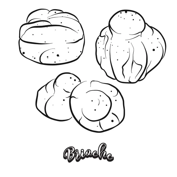 ホームメードブリオッシュのフレンチ トーストの手描きのスケッチ ベクトル描画 酵母パンの甘いフランスの通常知られている食品です イラスト シリーズ — ストックベクタ