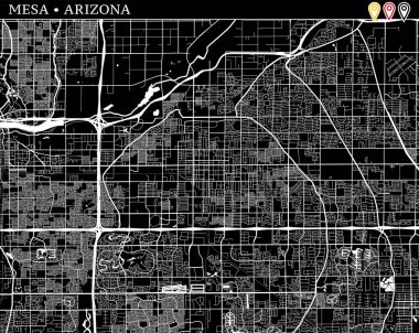 Mesa, Arizona, ABD basit haritası. Temiz arka plan ve baskılar için siyah beyaz versiyonu. Bu harita Mesa gruplandırılır ve taşınan separetly vektör versiyonu olabilir üç işaretleri içerir.