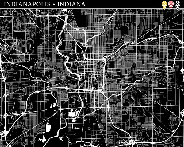 Mapa Simple Indianápolis Indiana Estados Unidos Versión Blanco Negro Para — Archivo Imágenes Vectoriales