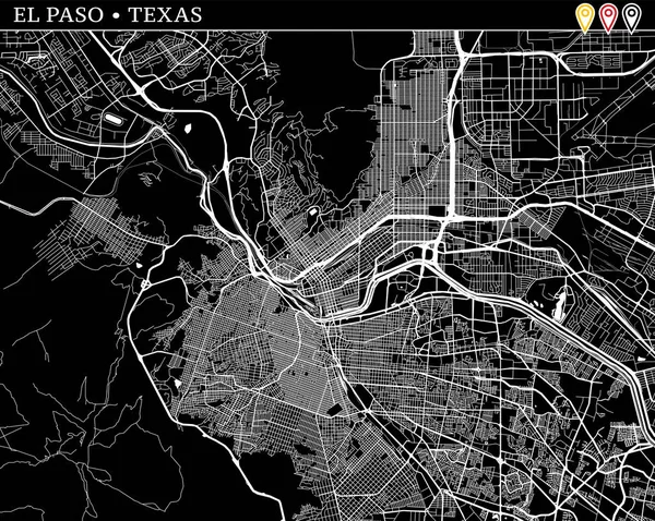 Mapa Simple Paso Texas Versión Blanco Negro Para Fondos Estampados — Vector de stock